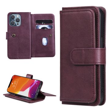 10-slot wallet case for iPhone 13 Pro - Wine Red