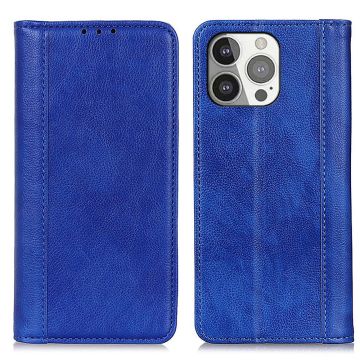 Genuine leather case with magnetic closure for iPhone 13 Pro - Blue