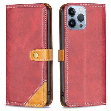 BINFEN two-color leather case for iPhone 13 Pro - Red