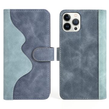 Two-color leather flip case for iPhone 13 Pro - Blue