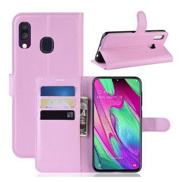 Samsung Galaxy A40 litchi leather case - Pink