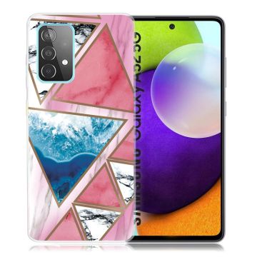 Marble Samsung Galaxy A52 5G case - White / Blue / Rose Triangle