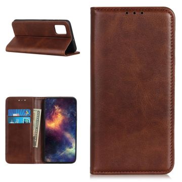 Wallet-style genuine leather flipcase for Samsung Galaxy A52 5G - Coffee