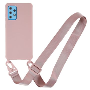 Thin TPU case with a matte finish and adjustable strap for Samsung Galaxy A52s 5G / A52 5G / A52 - Deep Pink