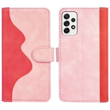 Two-color leather flip case for Samsung Galaxy A52s 5G / A52 5G / A52 - Pink