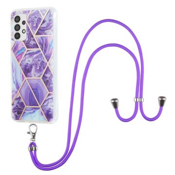 Slim and durable softcover with lanyard for Samsung Galaxy A23 5G / A23 - Dark Purple