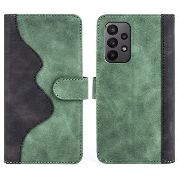 Two-color leather flip case for Samsung Galaxy A23 5G - Green