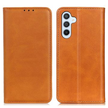 Wallet-style genuine leather flipcase for Samsung Galaxy S23 FE - Brown