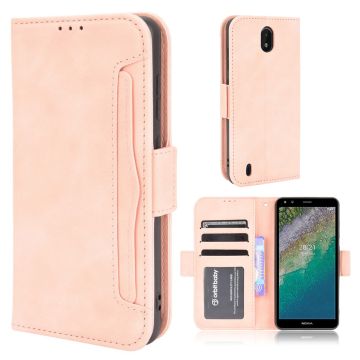 Modern-styled leather wallet case for Nokia C01 Plus - Pink