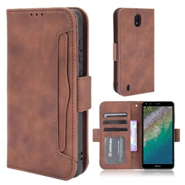 Modern-styled leather wallet case for Nokia C01 Plus - Brown