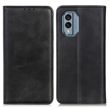 Wallet-style genuine leather flipcase for Nokia X30 - Black