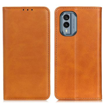 Wallet-style genuine leather flipcase for Nokia X30 - Brown