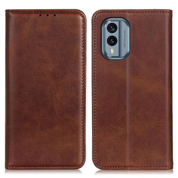 Wallet-style genuine leather flipcase for Nokia X30 - Coffee