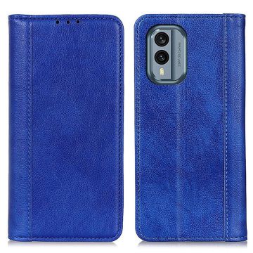 Genuine leather case with magnetic closure for Nokia X30 - Blue