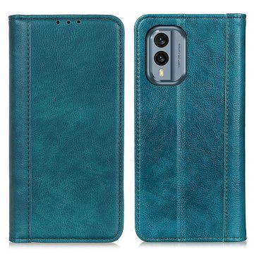 Genuine leather case with magnetic closure for Nokia X30 - Green