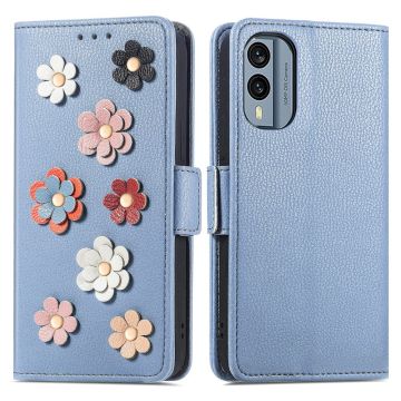 Smooth and thin premium PU leather case for Nokia X30 - Blue