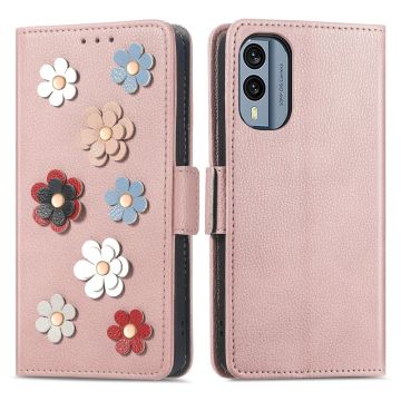 Smooth and thin premium PU leather case for Nokia X30 - Rose Gold