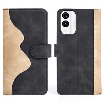 Two-color leather flip case for Nokia X30 - Black