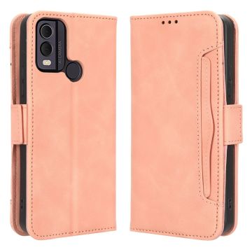 Modern-styled leather wallet case for Nokia C22 - Pink