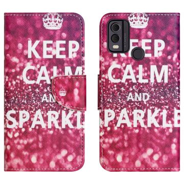 Wonderland Nokia C32 / C22 flip case - Keep Calm and Sparkle