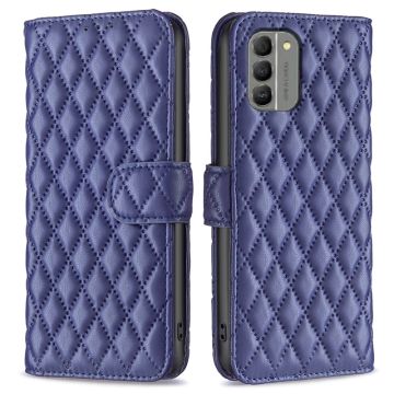 Rhombus pattern matte flip case for Nokia G310 - Blue