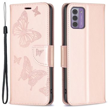 Butterfly Nokia G310 / G42 flip case - Rose Gold