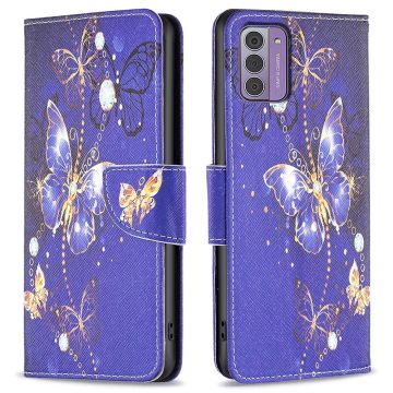 Wonderland Nokia G310 / G42 flip case - Purple Butterflies