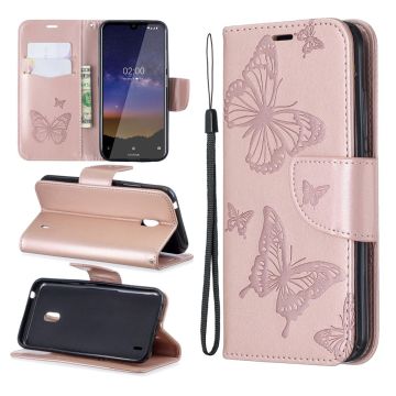 Butterfly Nokia 2.2 flip case - Rose Gold