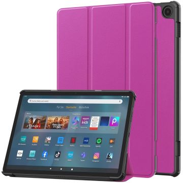 Tri-fold Leather Stand Case for Amazon Fire Max 11 - Purple