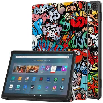 Amazon Fire Max 11 pattern tri-fold leather case - Graffiti