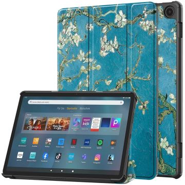 Amazon Fire Max 11 pattern tri-fold leather case - Apricot Blossom