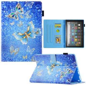 Amazon Fire Max 11 pattern leather case - Gold Butterfly