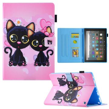 Amazon Fire Max 11 pattern leather case - Two Black Cats