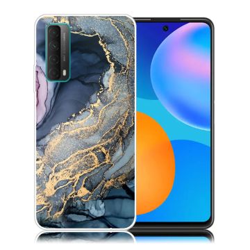 Marble Huawei Y7A / P Smart 2021 case - Blue on Golden Splash Marble