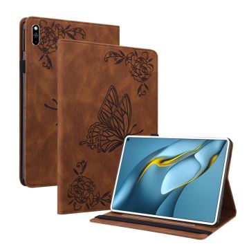 Huawei MatePad Pro 10.8 (2021) butterfly flower pattern leather case - Brown