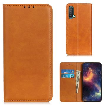 Wallet-style genuine leather flipcase for OnePlus Nord CE 5G - Brown