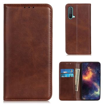 Wallet-style genuine leather flipcase for OnePlus Nord CE 5G - Coffee