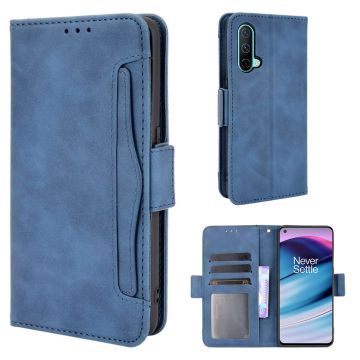 Modern-styled leather wallet case for OnePlus Nord CE 5G - Blue