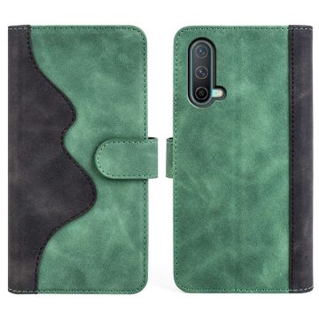 Two-color leather flip case for OnePlus Nord CE 5G - Green