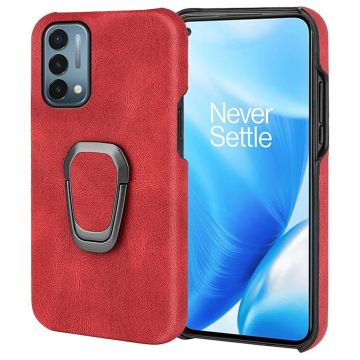 Shockproof leather cover with oval kickstand for OnePlus Nord N200 5G - Red