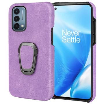 Shockproof leather cover with oval kickstand for OnePlus Nord N200 5G - Purple