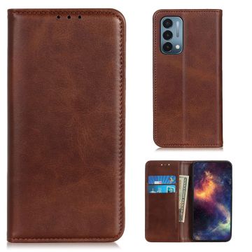 Wallet-style genuine leather flipcase for OnePlus Nord N200 5G - Coffee