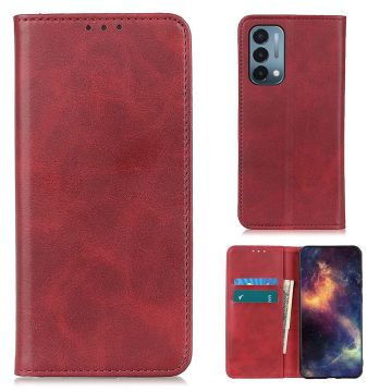 Wallet-style genuine leather flipcase for OnePlus Nord N200 5G - Red