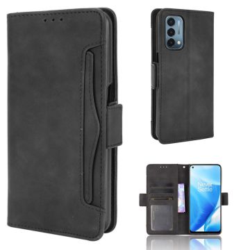 Modern-styled leather wallet case for OnePlus Nord N200 5G - Black