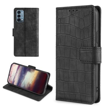 Crocodile textured leather case for OnePlus Nord N200 5G - Black