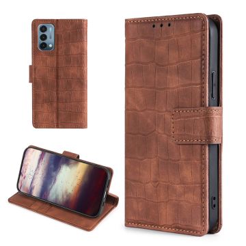 Crocodile textured leather case for OnePlus Nord N200 5G - Brown