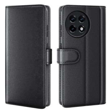 Genuine leather case with credit card slots for OnePlus 11R / Ace 2 - Black