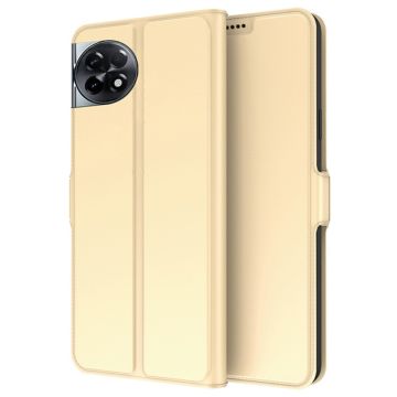 Smooth and thin premium PU leather case for OnePlus Ace 2 5G / 11R 5G - Gold