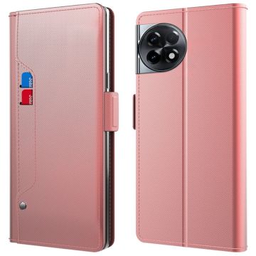 Phone case with make-up mirror and slick design for OnePlus Ace 2 5G / 11R 5G - Rose Gold