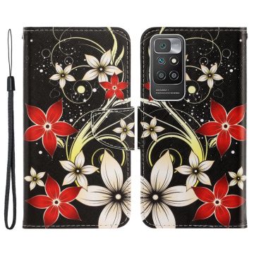 Wonderland Xiaomi Redmi 10 Prime / Redmi 10 flip case - White and Red Flowers